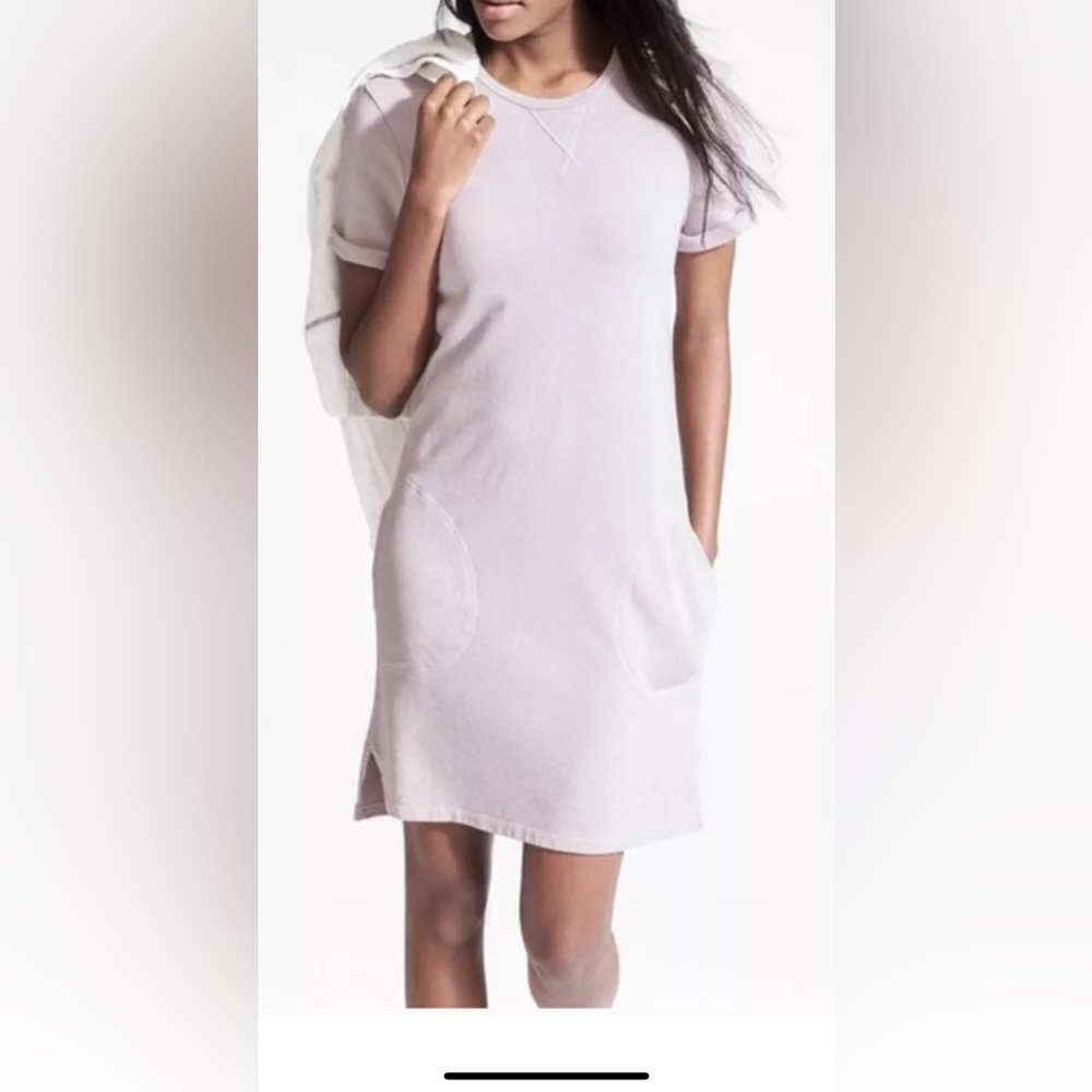 Athleta uptempo short sleeve sweatshirt long dress sz small grey